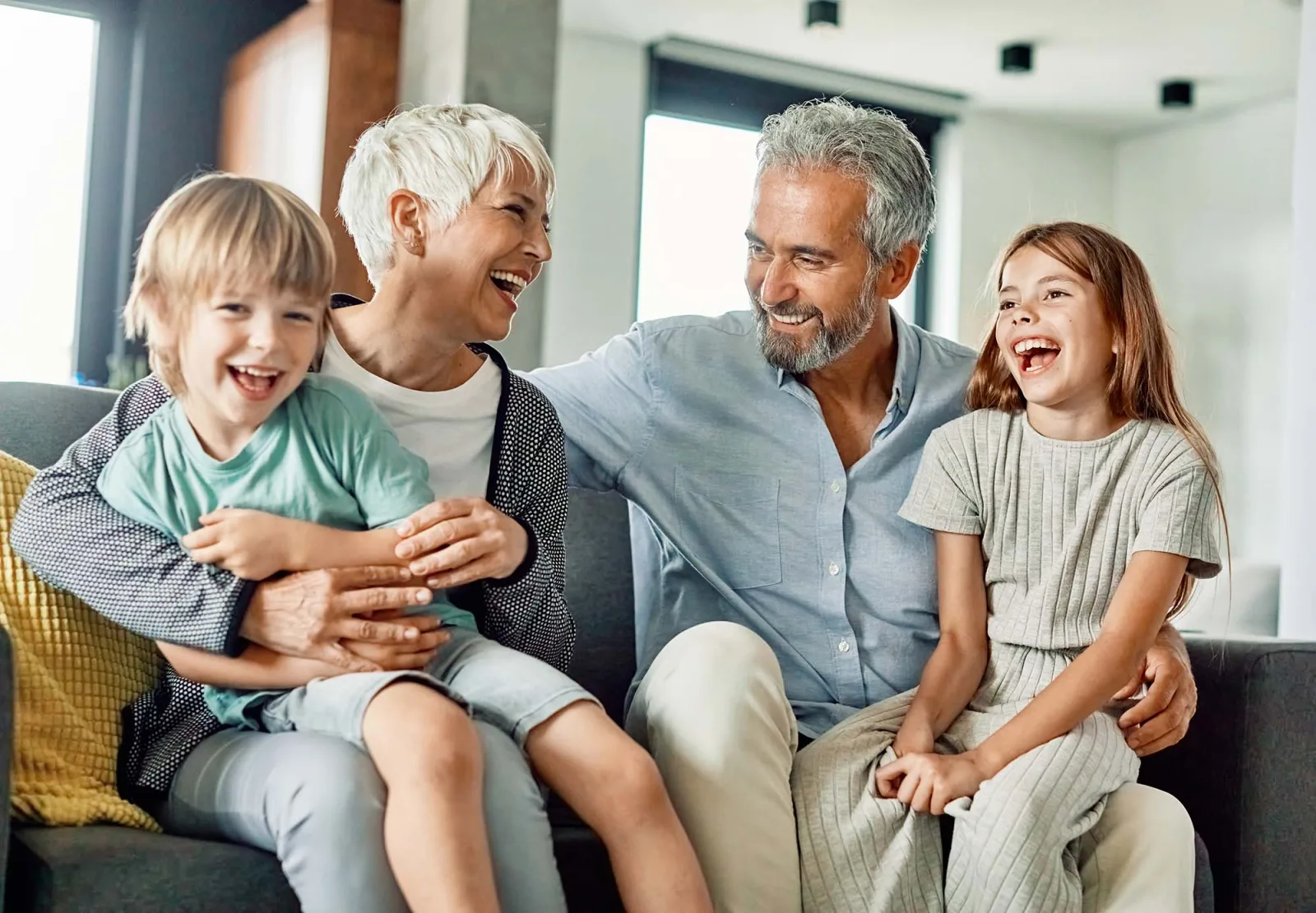 A multi-generational family relaxing together